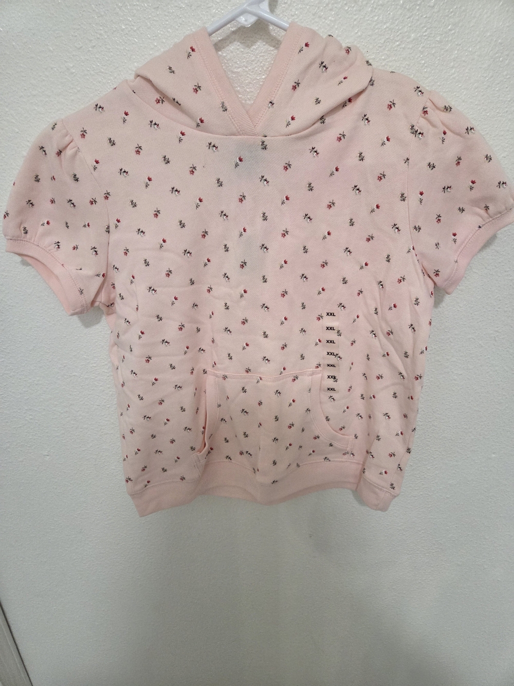 GAP Light Pink Floral Short-Sleeve Hoodie